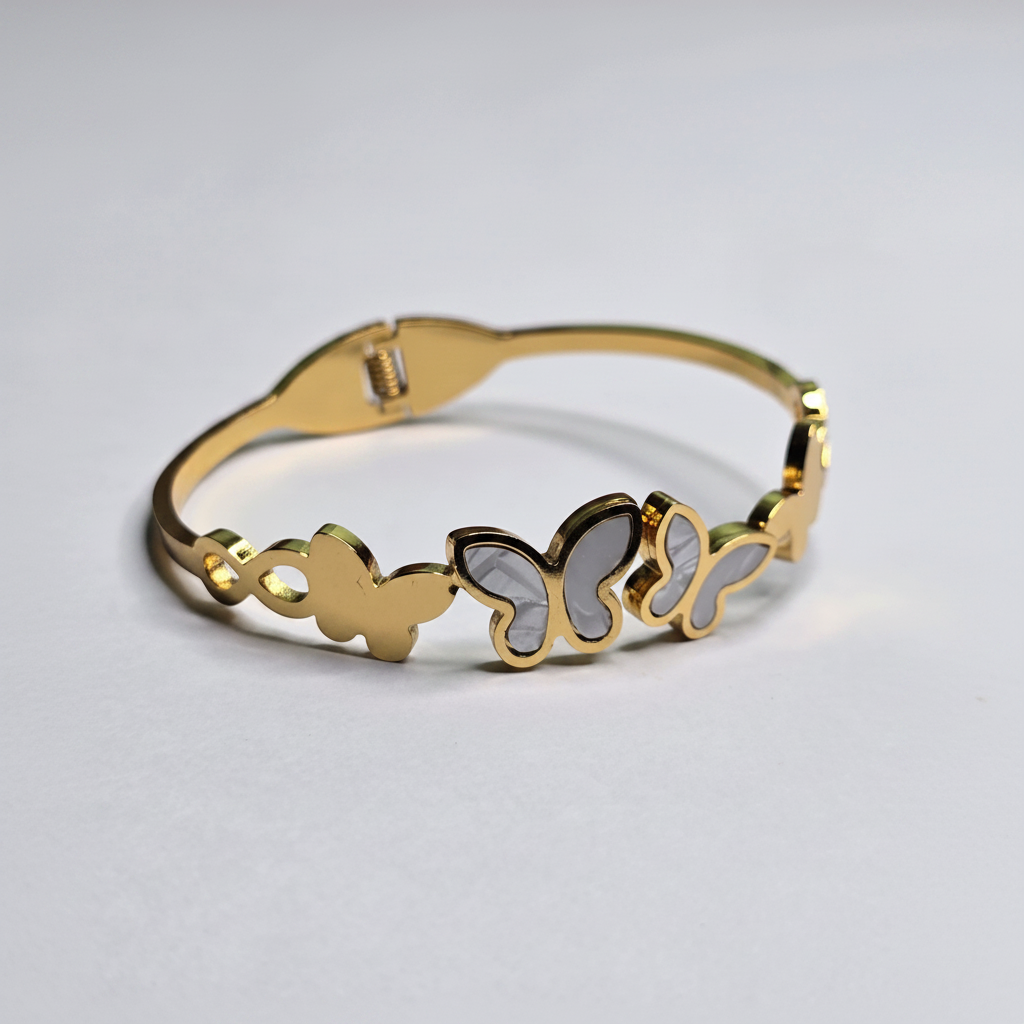 Gold Butterfly Bangle Bracelet
