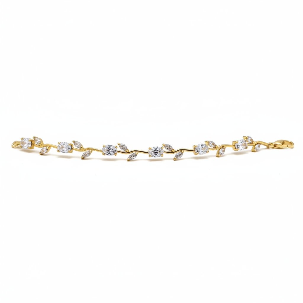 Gold Vine Clear Crystal Stainless Steel Bracelet