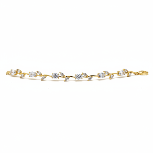 Gold Vine Clear Crystal Stainless Steel Bracelet