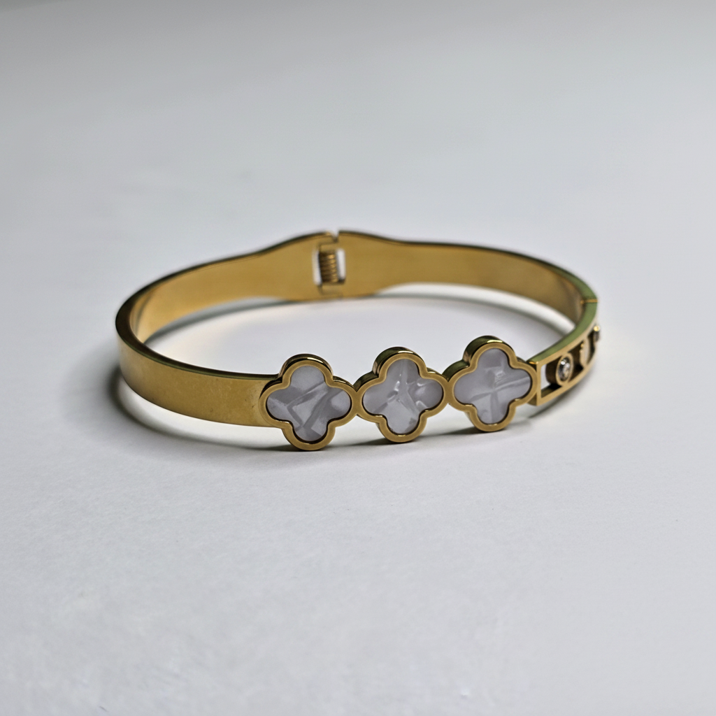 Gold Clover Bangle Bracelet
