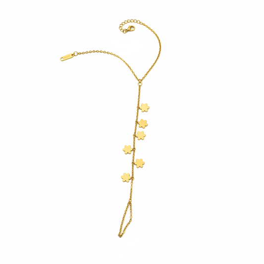 Gold Clover Lariat Necklace