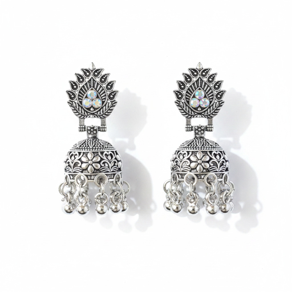 Peacock Crown Jhumka Earrings