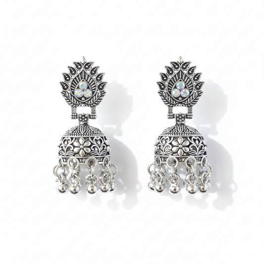Peacock Crown Jhumka Earrings